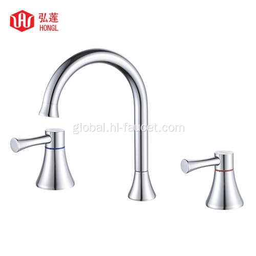 Basin Mixer Faucet All brass two-handle bathroom vanity three-hole faucet Factory